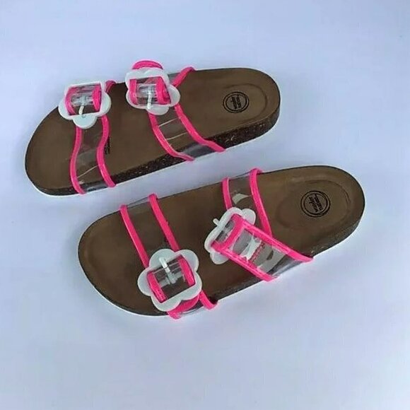 NEW FOOTBED PINK SLIDE SANDAL - Picture 4 of 9